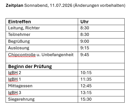 Zeitplan IBGH LM 2026